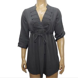 Motherhood Pintuck Embellished Rolled Sleeve Tunic / Blouse